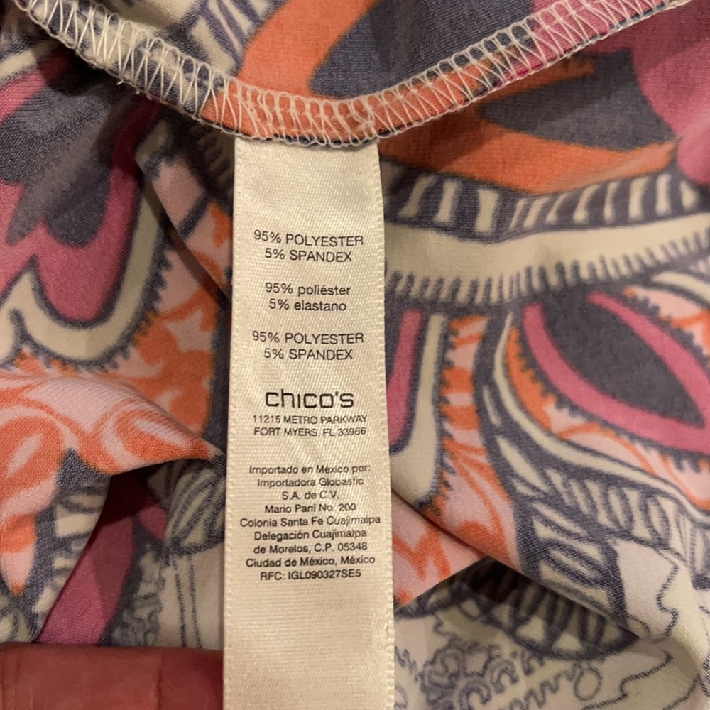 Chico’s Paisley Block Print Shift Dress Split Sleeve Multicolor Illusion-0/Small - Picture 13 of 16